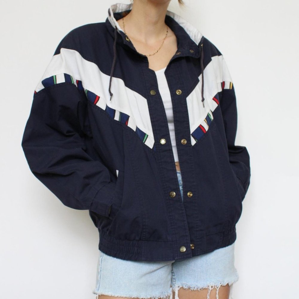 Vintage 80's Color-blocked Nautical Windbreaker